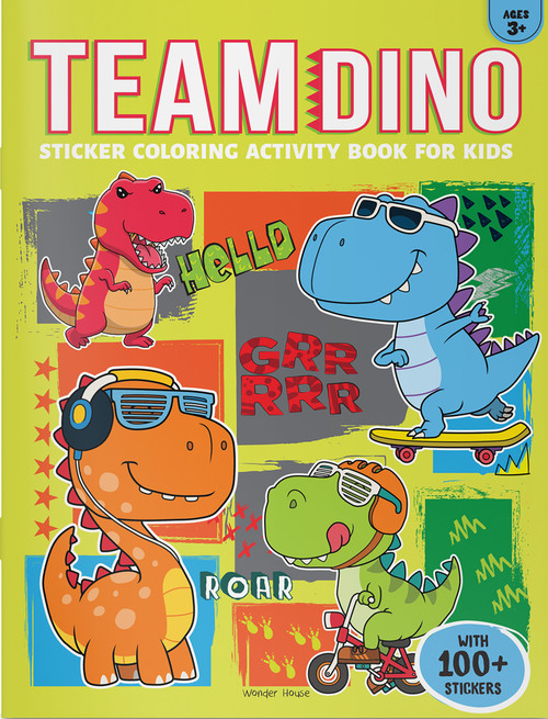 Team Dino Sticker Coloring Book For Kids, 9789362144300