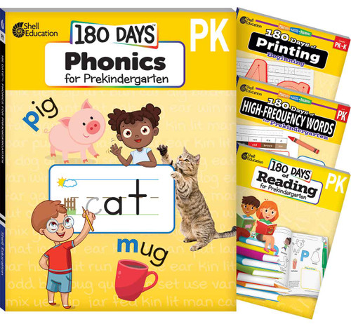 180 Days™: Phonics, High-Frequency Words, Reading, and Printing: Prekindergarten: 4-Book Set by Multiple Authors, Sarah Massie, Darcy Mellinger, 9798330926572
