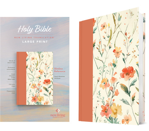NLT Large Print Slimline Reference Bible (Hardcover, Peach Meadows, Red Letter) by New Living Translation, Tyndale, 9798400510014