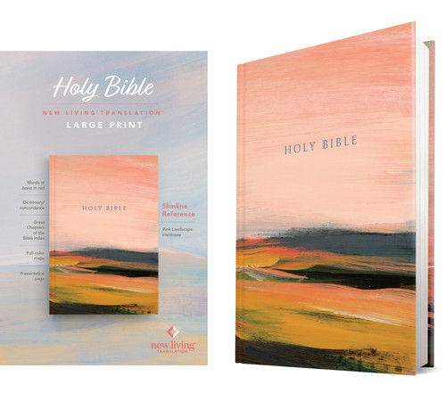 NLT Large Print Slimline Reference Bible (Hardcover, Pink Landscape, Red Letter) by New Living Translation, Tyndale, 9798400510021
