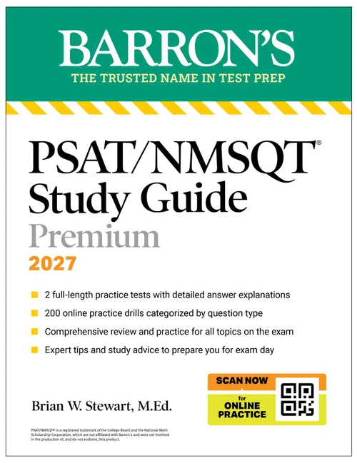 PSAT/NMSQT Premium Study Guide, 2027: 2 Practice Tests + Comprehensive Review + 200 Online Drills by Brian W. Stewart, 9798349700996