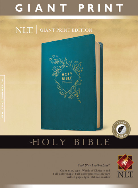 Holy Bible, Giant Print NLT (LeatherLike, Teal Blue, Indexed, Red Letter) by New Living Translation, Tyndale, 9781496445407