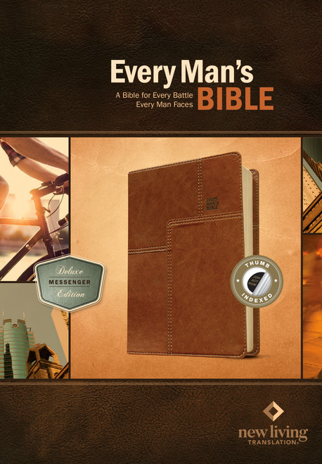 Every Man's Bible NLT, Deluxe Messenger Edition (LeatherLike, Brown, Indexed) by New Living Translation, Tyndale, Stephen Arterburn, Dean Merrill, 9781496433596