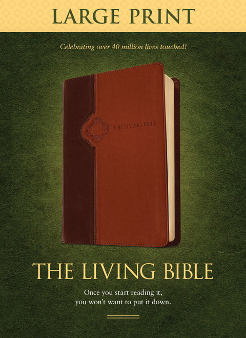 The Living Bible Large Print Edition, TuTone (LeatherLike, Brown/Tan) by Tyndale, 9781414378589