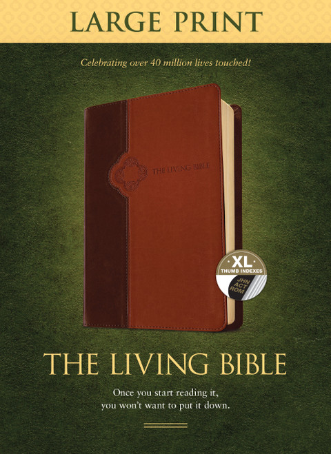 The Living Bible Large Print Edition, TuTone (LeatherLike, Brown/Tan, Indexed) by Tyndale, 9781496433527