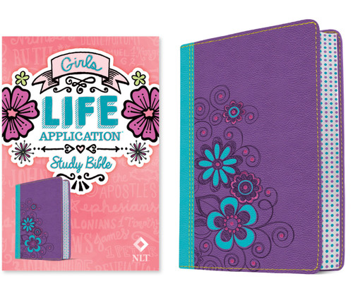 NLT Girls Life Application Study Bible, TuTone (LeatherLike, Purple/Teal Flower) by New Living Translation, Tyndale, Livingstone, 9781414397788