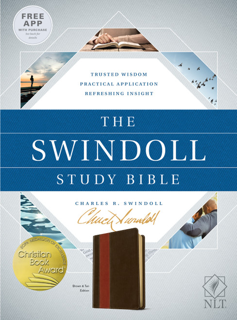 The Swindoll Study Bible NLT, TuTone (LeatherLike, Brown/Tan) by New Living Translation, Tyndale, Charles R. Swindoll, 9781414395425
