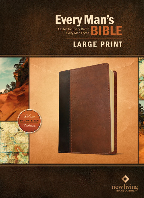Every Man's Bible NLT, Large Print, TuTone (LeatherLike, Brown/Tan) by New Living Translation, Tyndale, Stephen Arterburn, Dean Merrill, 9781496407672