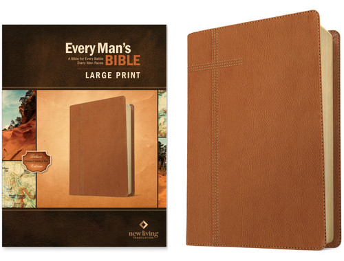 Every Man's Bible NLT, Large Print (LeatherLike, Pursuit Saddle Tan) by New Living Translation, Tyndale, Stephen Arterburn, Dean Merrill, 9781496466365
