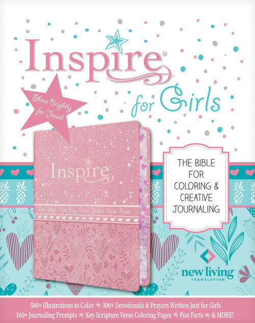 Inspire Bible for Girls NLT (LeatherLike, Pink) (The Bible for Coloring & Creative Journaling) by New Living Translation, Tyndale, Carolyn Larsen, 9781496454959