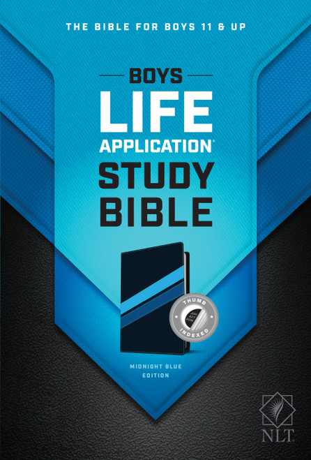 NLT Boys Life Application Study Bible, TuTone (LeatherLike, Midnight Blue, Indexed) by New Living Translation, Tyndale, 9781496461438