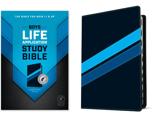 NLT Boys Life Application Study Bible, TuTone (LeatherLike, Midnight Blue, Indexed) by New Living Translation, Tyndale, 9781496461438