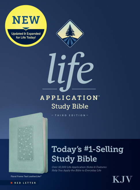 KJV Life Application Study Bible, Third Edition (LeatherLike, Floral Frame Teal, Red Letter) by Tyndale, 9781496439758