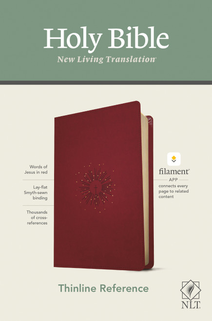 NLT Thinline Reference Bible, Filament Enabled (LeatherLike, Aurora Cranberry, Red Letter) by New Living Translation, Tyndale, 9781496444837