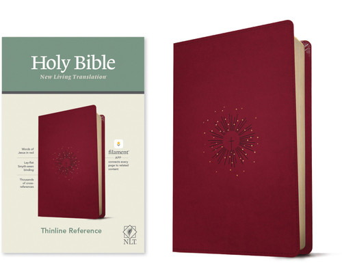 NLT Thinline Reference Bible, Filament Enabled (LeatherLike, Aurora Cranberry, Red Letter) by New Living Translation, Tyndale, 9781496444837
