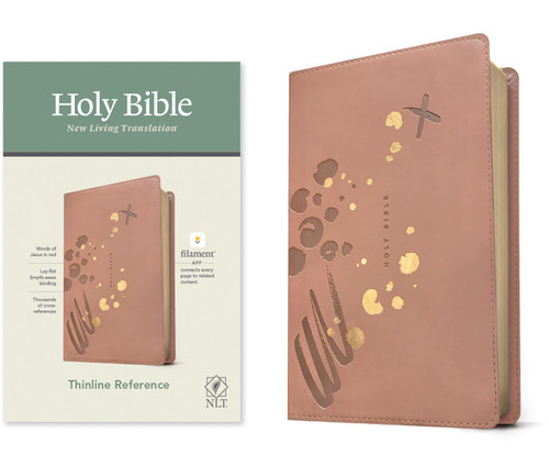 NLT Thinline Reference Bible, Filament Enabled (LeatherLike, Brushed Pink, Red Letter) by New Living Translation, Tyndale, 9781496444851