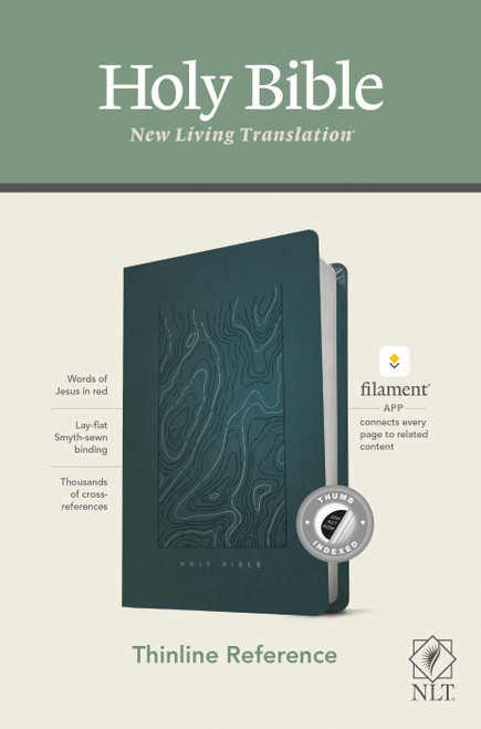 NLT Thinline Reference Bible, Filament Enabled (LeatherLike, Earthen Teal Blue, Indexed, Red Letter) by New Living Translation, Tyndale, 9781496445223