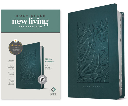 NLT Thinline Reference Bible, Filament Enabled (LeatherLike, Earthen Teal Blue, Indexed, Red Letter) by New Living Translation, Tyndale, 9781496445223