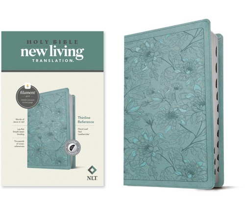 NLT Thinline Reference Bible, Filament Enabled (LeatherLike, Floral Leaf Teal, Indexed, Red Letter) by New Living Translation, Tyndale, 9781496459183