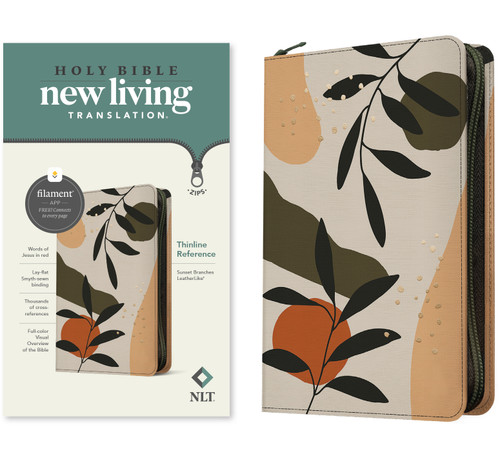 NLT Thinline Reference Zipper Bible, Filament Enabled (LeatherLike, Sunset Branches , Red Letter) by New Living Translation, Tyndale, 9781496466198