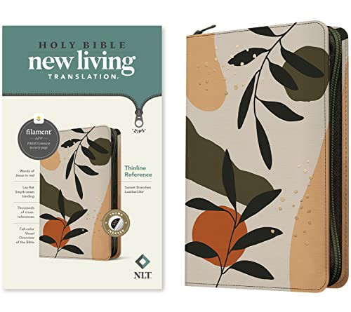 NLT Thinline Reference Zipper Bible, Filament Enabled (LeatherLike, Sunset Branches , Indexed, Red Letter) by New Living Translation, Tyndale, 9781496466228