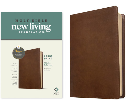 NLT Large Print Thinline Reference Bible, Filament Enabled (LeatherLike, Rustic Brown, Red Letter) by New Living Translation, Tyndale, 9781496444882