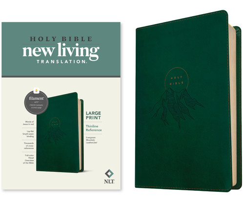 NLT Large Print Thinline Reference Bible, Filament Enabled (LeatherLike, Evergreen Mountain , Red Letter) by New Living Translation, Tyndale, 9781496466266