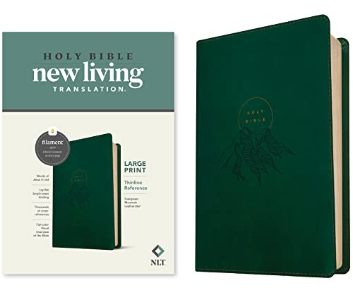 NLT Large Print Thinline Reference Bible, Filament Enabled (LeatherLike, Evergreen Mountain , Red Letter) by New Living Translation, Tyndale, 9781496466266