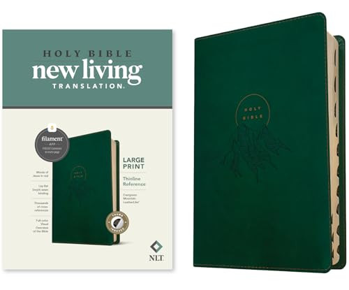 NLT Large Print Thinline Reference Bible, Filament Enabled (LeatherLike, Evergreen Mountain , Indexed, Red Letter) by New Living Translation, Tyndale, 9781496466297