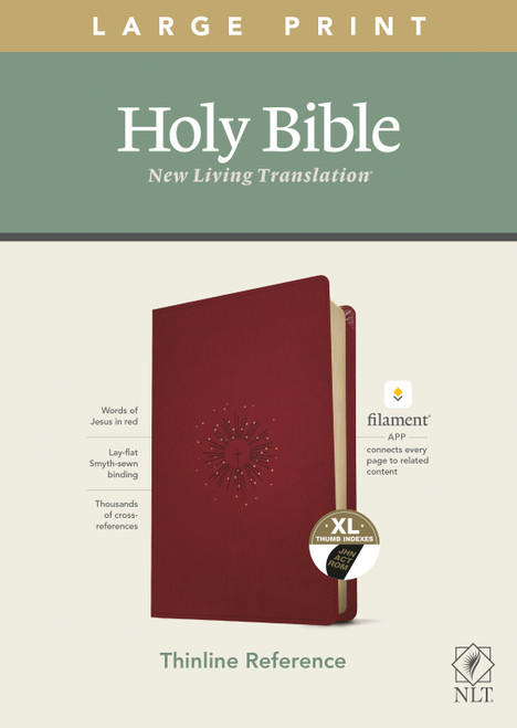 NLT Large Print Thinline Reference Bible, Filament Enabled (LeatherLike, Aurora Cranberry, Indexed, Red Letter) by New Living Translation, Tyndale, 9781496445339