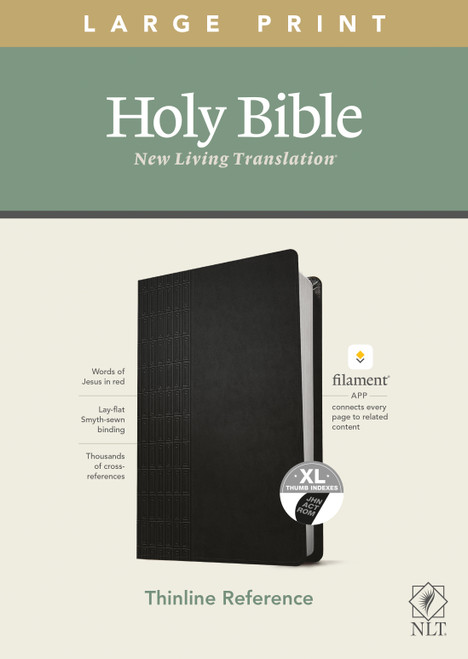 NLT Large Print Thinline Reference Bible, Filament Enabled (LeatherLike, Cross Grip Black, Indexed, Red Letter) by New Living Translation, Tyndale, 9781496445346