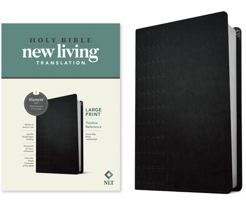 NLT Large Print Thinline Reference Bible, Filament Enabled (LeatherLike, Cross Grip Black, Red Letter) by New Living Translation, Tyndale, 9781496444905