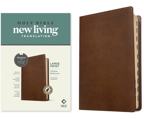 NLT Large Print Thinline Reference Bible, Filament Enabled (LeatherLike, Rustic Brown, Indexed, Red Letter) by New Living Translation, Tyndale, 9781496445322