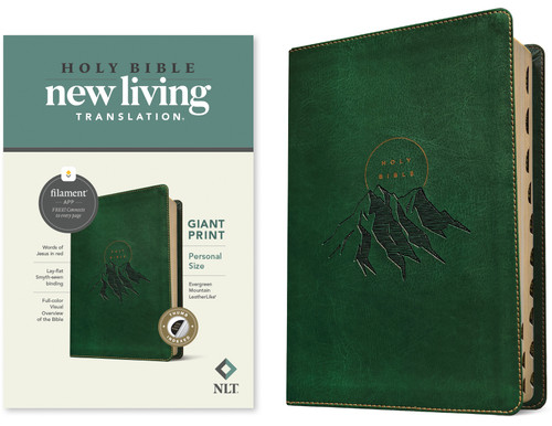 NLT Personal Size Giant Print Bible, Filament Enabled (LeatherLike, Evergreen Mountain , Indexed, Red Letter) by New Living Translation, Tyndale, 9781496467959