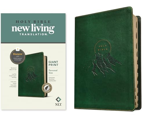 NLT Personal Size Giant Print Bible, Filament Enabled (LeatherLike, Evergreen Mountain , Indexed, Red Letter) by New Living Translation, Tyndale, 9781496467959
