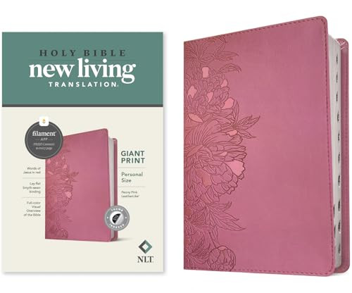 NLT Personal Size Giant Print Bible, Filament Enabled (LeatherLike, Peony Pink, Indexed, Red Letter) by New Living Translation, Tyndale, 9781496445261