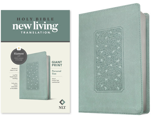NLT Personal Size Giant Print Bible, Filament Enabled (LeatherLike, Floral Frame Teal, Red Letter) by New Living Translation, Tyndale, 9781496444950