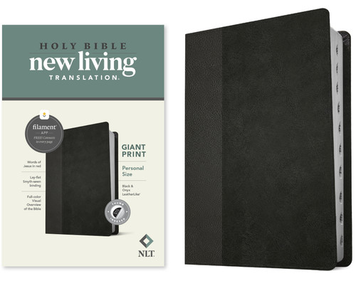 NLT Personal Size Giant Print Bible, Filament Enabled (LeatherLike, Black/Onyx, Indexed, Red Letter) by New Living Translation, Tyndale, 9781496445292