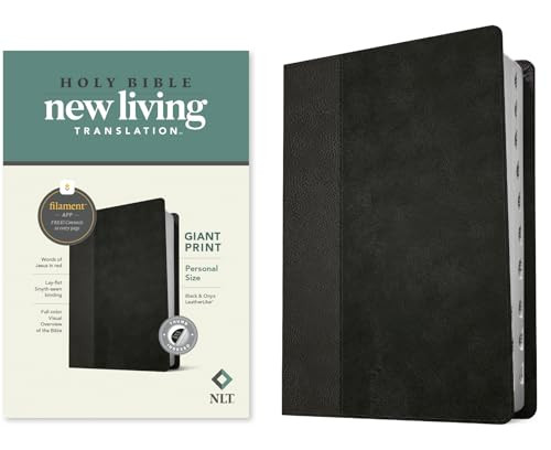 NLT Personal Size Giant Print Bible, Filament Enabled (LeatherLike, Black/Onyx, Indexed, Red Letter) by New Living Translation, Tyndale, 9781496445292