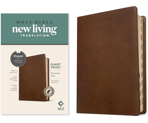 NLT Personal Size Giant Print Bible, Filament Enabled (LeatherLike, Rustic Brown, Indexed, Red Letter) by New Living Translation, Tyndale, 9781496445285