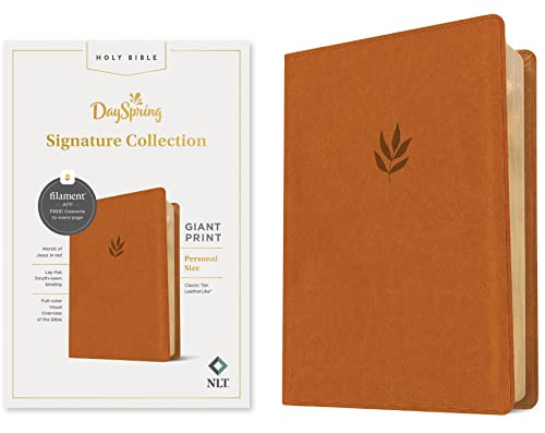 NLT Personal Size Giant Print Bible, DaySpring Signature Collection, Filament Enabled (LeatherLike, Classic Tan, Red Letter) by New Living Translation, 9781496461667
