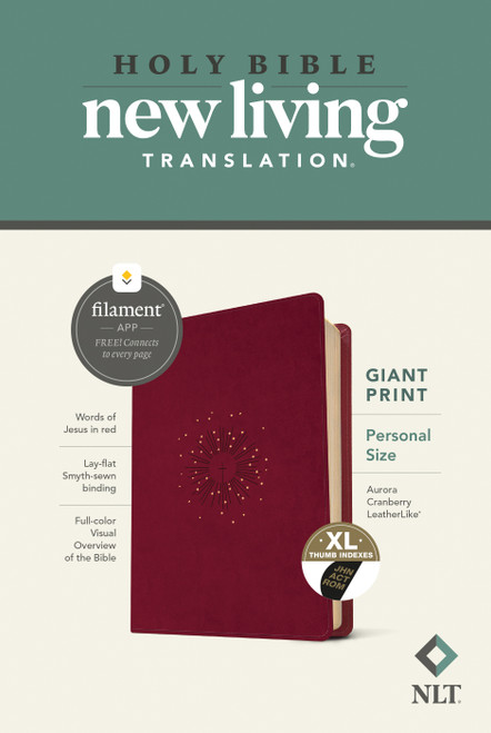 NLT Personal Size Giant Print Bible, Filament Enabled (LeatherLike, Aurora Cranberry, Indexed, Red Letter) by New Living Translation, Tyndale, 9781496460905