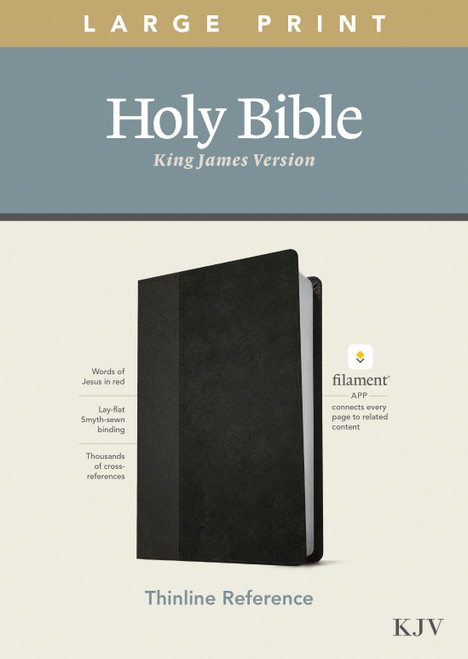 KJV Large Print Thinline Reference Bible, Filament Enabled (LeatherLike, Black/Onyx, Red Letter) by Tyndale, 9781496447159