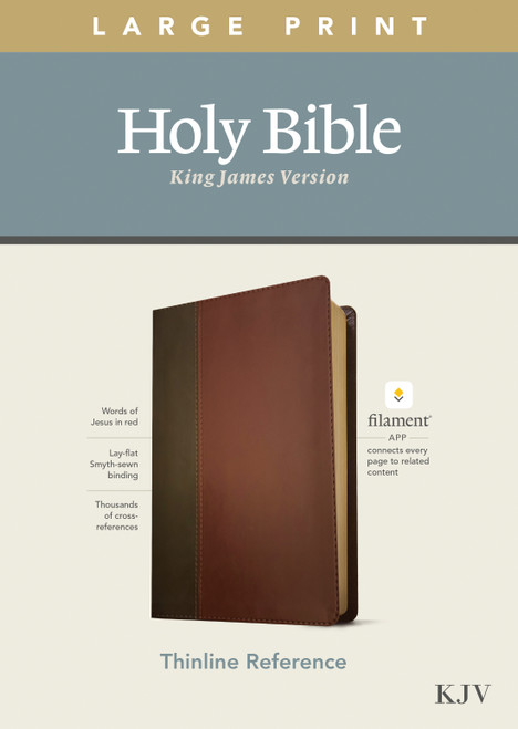 KJV Large Print Thinline Reference Bible, Filament Enabled (LeatherLike, Brown/Mahogany, Red Letter) by Tyndale, 9781496447166