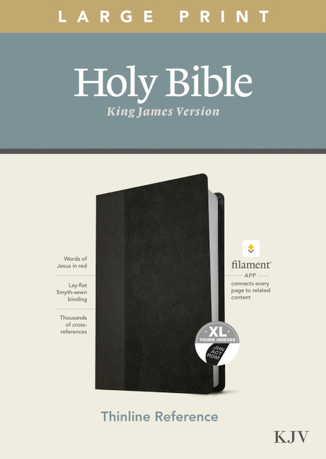 KJV Large Print Thinline Reference Bible, Filament Enabled (LeatherLike, Black/Onyx, Indexed, Red Letter) by Tyndale, 9781496447197