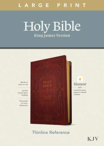 KJV Large Print Thinline Reference Bible, Filament Enabled (LeatherLike, Ornate Burgundy, Red Letter) by Tyndale, 9781496447173