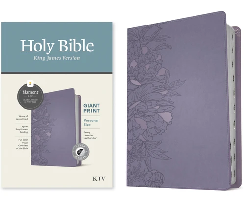 KJV Personal Size Giant Print Bible, Filament Enabled (LeatherLike, Peony Lavender, Indexed, Red Letter) by Tyndale, 9781496447715