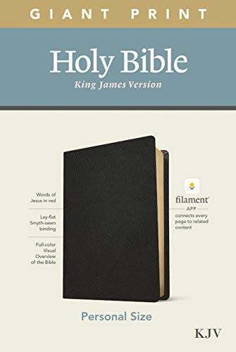 KJV Personal Size Giant Print Bible, Filament Enabled (Genuine Leather, Black, Red Letter) by Tyndale, 9781496447746