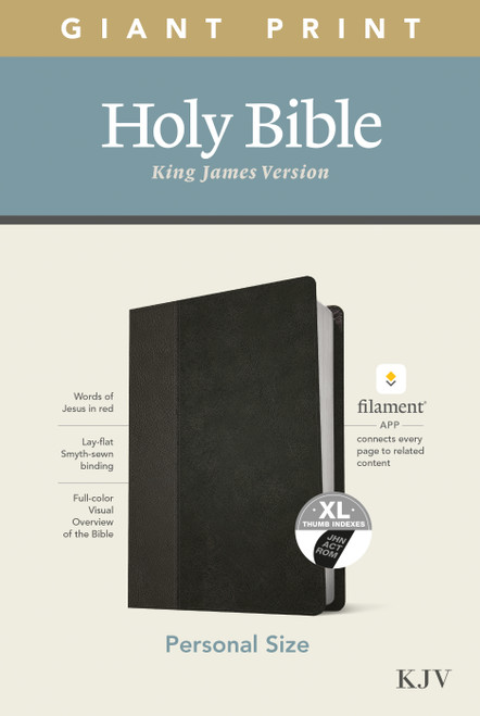 KJV Personal Size Giant Print Bible, Filament Enabled (LeatherLike, Black/Onyx, Indexed, Red Letter) by Tyndale, 9781496447739