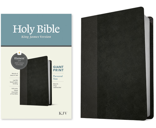 KJV Personal Size Giant Print Bible, Filament Enabled (LeatherLike, Black/Onyx, Red Letter) by Tyndale, 9781496447692